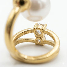 Golden Pearl & Crystal Twist Stud Earrings