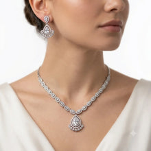 Teardrop Halo Necklace and Earring Set