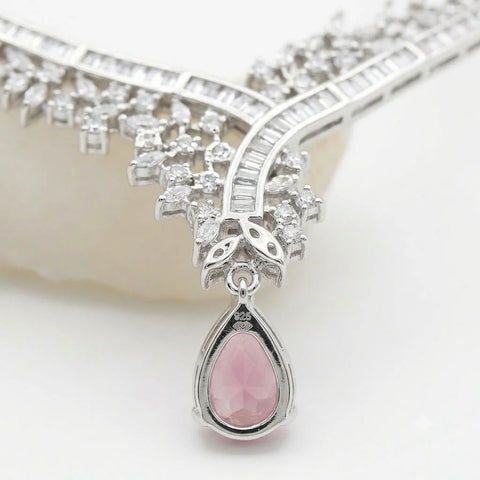 Floral Cascade Pink Teardrop Jewelry Set