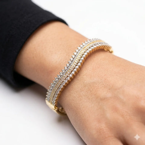 Elegant Wavy Pave Bracelet