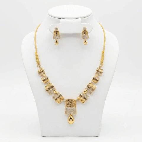 Geometric Filigree Drop Necklace Set