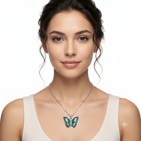 Green Crystal Butterfly Necklace