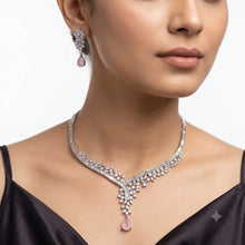 Floral Cascade Pink Teardrop Jewelry Set
