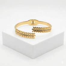 Leaf Motif Open Cuff Bracelet