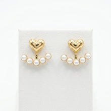 Gold Heart Shape Stud Earring with Pearls