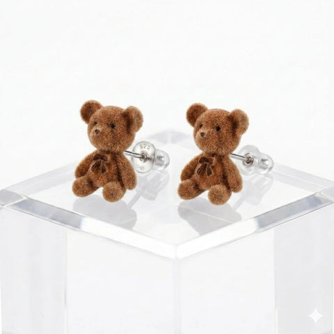 Plush Teddy Bear Stud Earrings