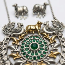 Peacock and Bull Motif Statement Necklace Set
