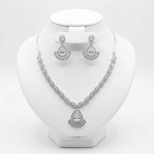 Teardrop Halo Necklace and Earring Set