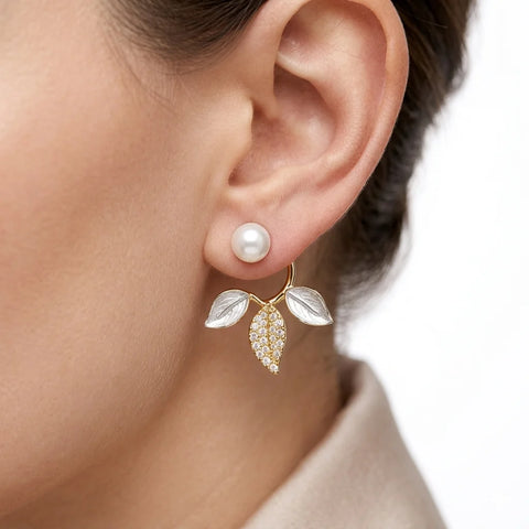 Gold Plated White Pearl Earring Set