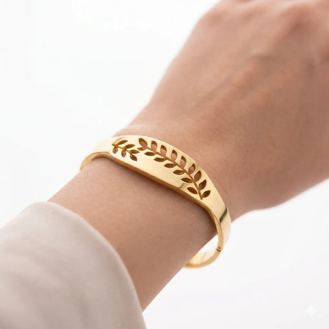 Leafy Cutout Cuff Bracelet