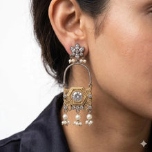Floral Hexagon Dangle Earrings
