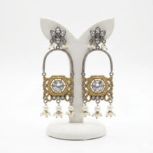 Floral Hexagon Dangle Earrings
