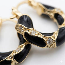 Elegant Black Enamel Hoop Earrings