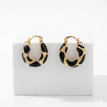 Elegant Black Enamel Hoop Earrings