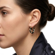 Elegant Black Enamel Hoop Earrings