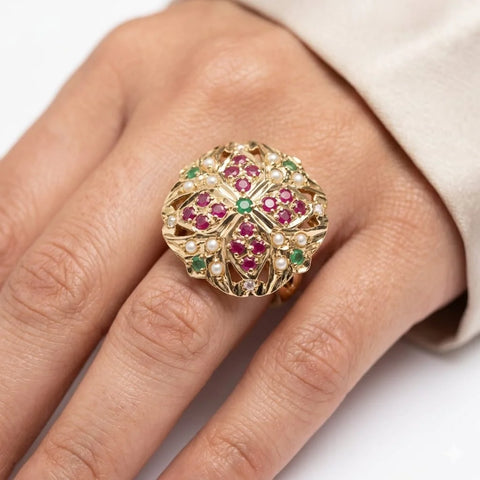 Ornate Floral Filigree Ring
