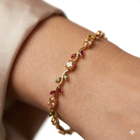Floral Tulip Gemstone Bracelet