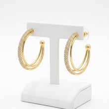 Triple Band Pave Hoop Earrings