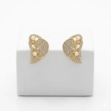 Elegant Leaf Pave Stud Earrings