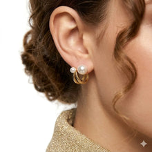 Double Hoop Pearl Stud Earrings