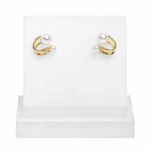 Double Hoop Pearl Stud Earrings