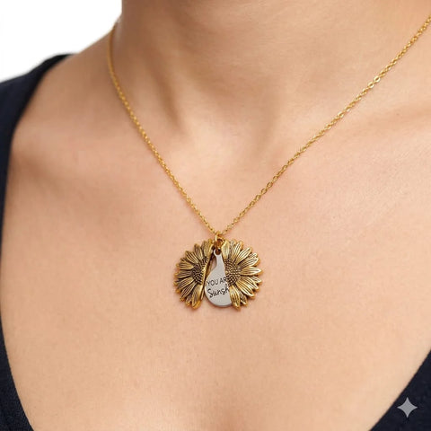 Sunflower Locket Pendant Necklace
