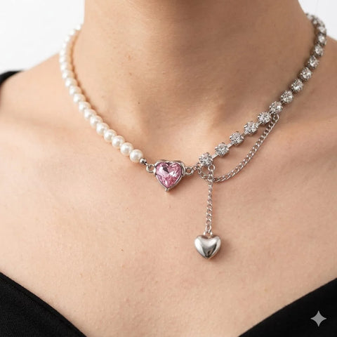 Asymmetrical Heart Charm Necklace