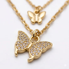 Layered Butterfly Charm Necklace