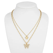 Layered Butterfly Charm Necklace
