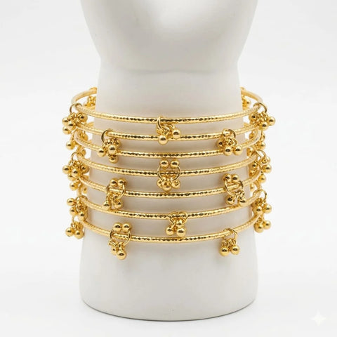 Layered Beaded Charm Bangles