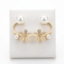 Floral Pearl Accent Ear Cuffs