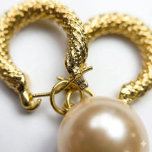 Textured Hoop Earrings with Lustrous Drop
