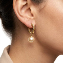 Textured Hoop Earrings with Lustrous Drop