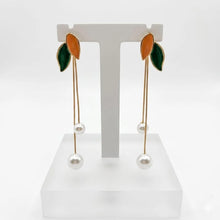 Leaf Motif Dual Strand Drop Earrings
