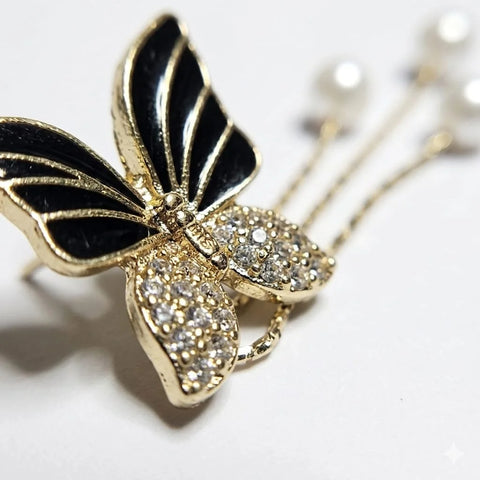 Butterfly Dangle Earrings with Pearl Accents
