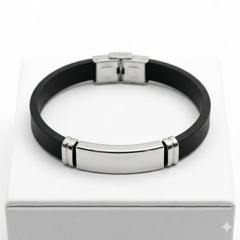 Classic Black Silicone & Stainless Steel Bracelet
