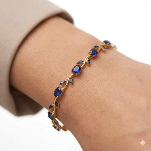 Royal Blue Flora & Leaf Bracelet