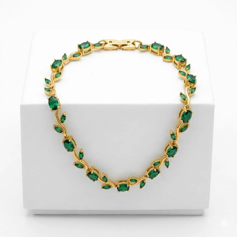 Golden Leaf & Emerald Statement Collar