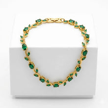 Golden Leaf & Emerald Statement Collar