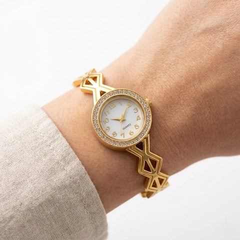 Classic Ornate Cuff Quartz Bangle watch