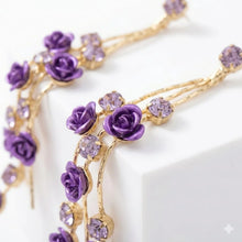 The Enchanted Purple Rose Cascade Earrings