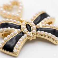 Midnight Pearl Bow Drop Earrings