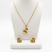 Golden Embrace Heart Necklace & Earring Set