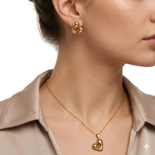 Golden Embrace Heart Necklace & Earring Set