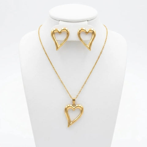 Luxe Heart Pendant & Earring Set