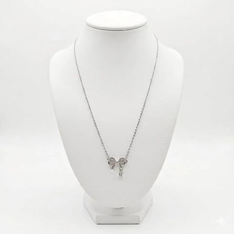 Silver Grace Bow Necklace