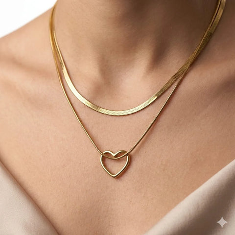 Golden Heart Layers Necklace
