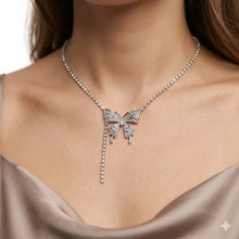 Crystal Butterfly Drop Necklace