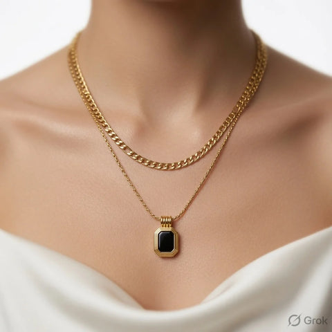 Radiant Black Stone Necklace